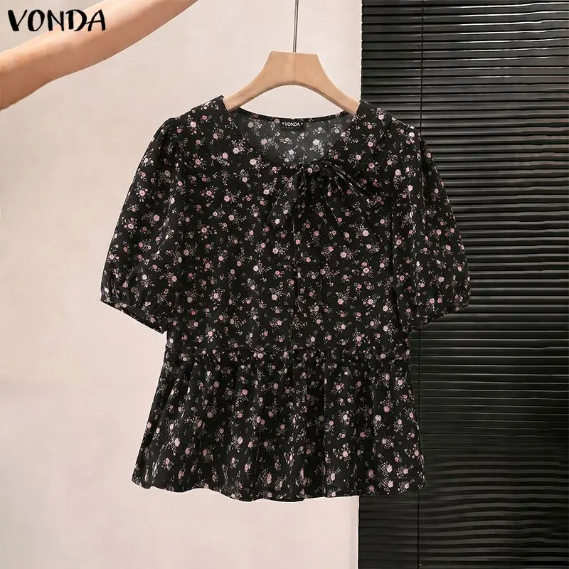 Floral Print Summer Tops Women Blouse 2026 Bohemian Short Puff Sleeve Ruffle Blusas Tie Bow Neck Tunics Oversized VONDA
Floral Print Summer Tops Women Blouse 2026 Bohemian Short Puff Sleeve Ruffle Blusas Tie Bow Neck Tunics Oversized VONDA