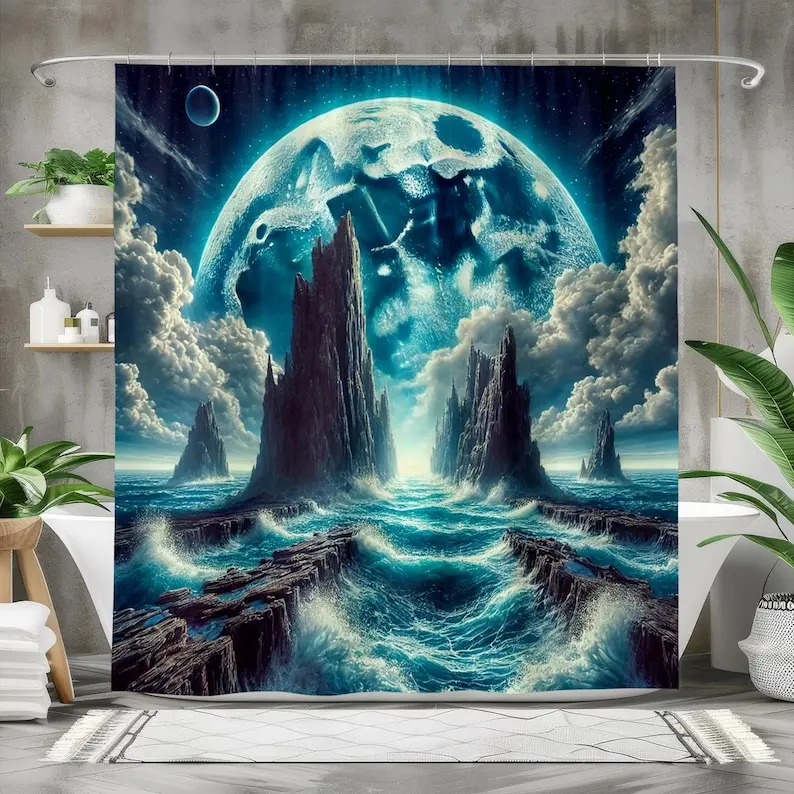 Epic Moonlit Ocean Shower Curtain, Waterproof Fabric Bath Curtain, Fantasy Bathroom Decor, Surreal Ocean Landscape
Epic Moonlit Ocean Shower Curtain, Waterproof Fabric Bath Curtain, Fantasy Bathroom Decor, Surreal Ocean Landscape