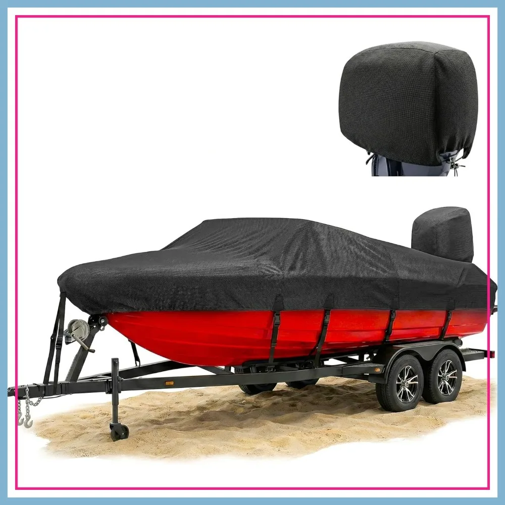 Waterproof Heavy Duty Boat Cover 15-17ft, Fits Bass V-Hull Tri-Hull Runabout Fish Ski Boats with Storage Bag
Waterproof Heavy Duty Boat Cover 15-17ft, Fits Bass V-Hull Tri-Hull Runabout Fish Ski Boats with Storage Bag