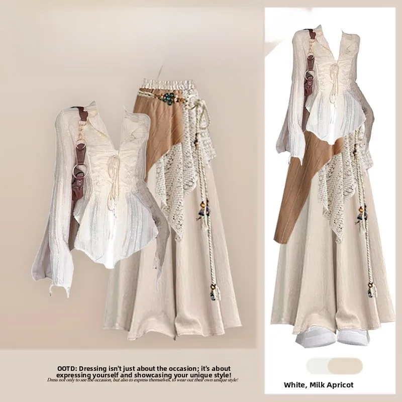 Bohemian Style Desert Travel Shirt Top And Skirt Set Spring 2026 New Outwear for plus Size Shape Women Pure E-commerce
Bohemian Style Desert Travel Shirt Top And Skirt Set Spring 2026 New Outwear for plus Size Shape Women Pure E-commerce