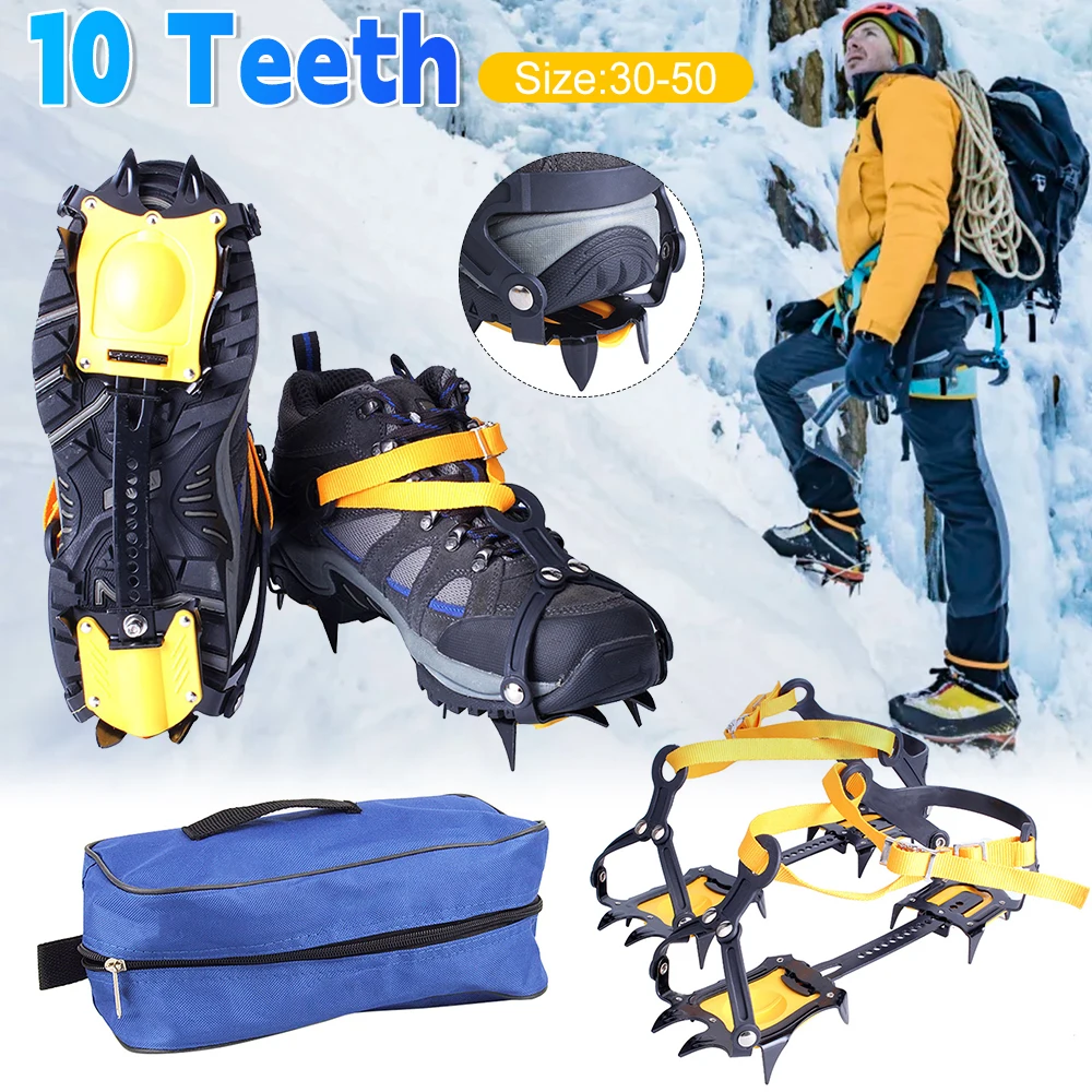 10-зубчатые стальные противоскользящие шипы для пешего туризма, скалолазания, кошки, шипы с когтями, уличные ботинки, чехол для ледяного захвата, шип для обуви
10-зубчатые стальные противоскользящие шипы для пешего туризма, скалолазания, кошки, шипы с когтями, уличные ботинки, чехол для ледяного захвата, шип для обуви