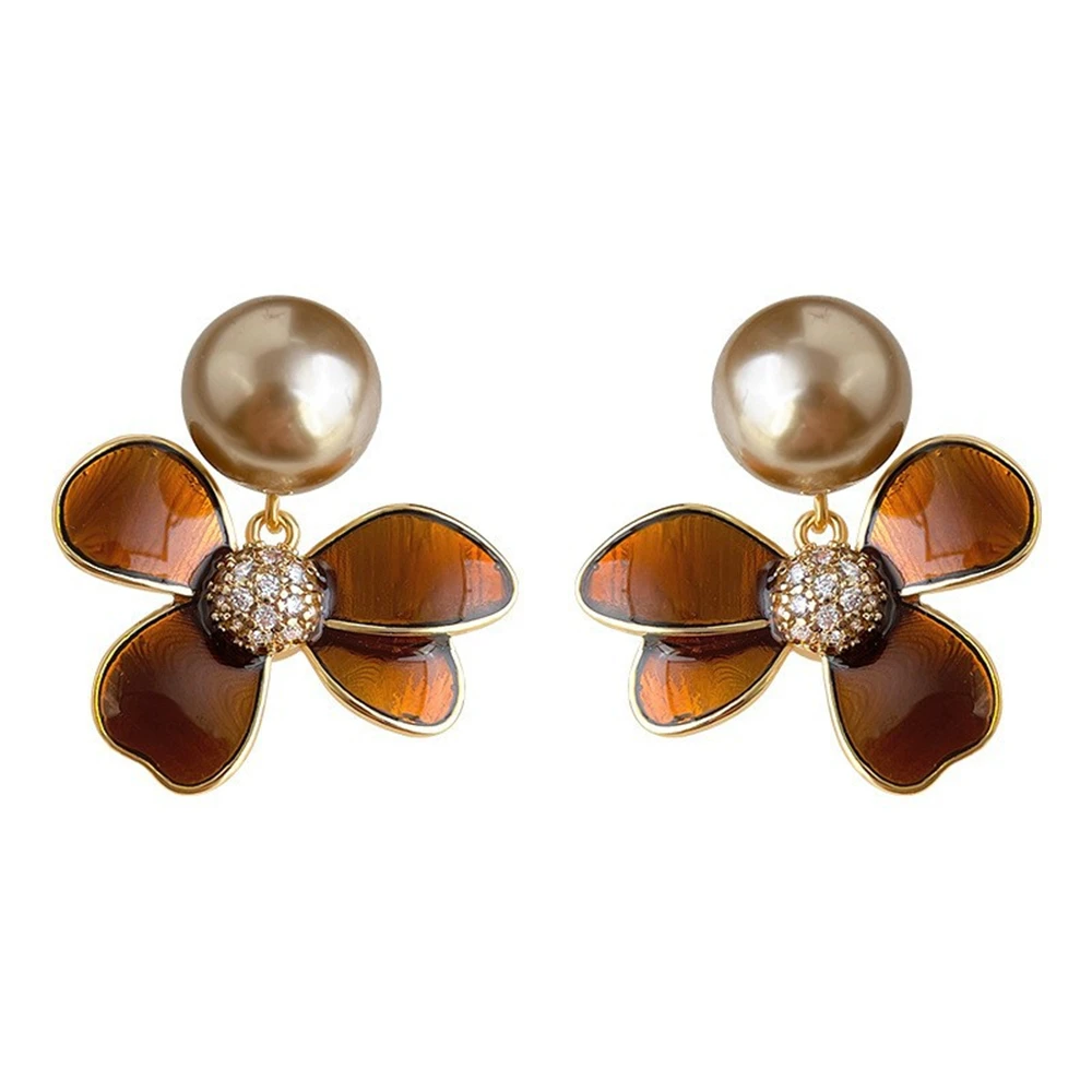 Maillard-style Glass Pearl Flower Studs Women's Fashion Niche Caramel Glazed Floral High-end Earrings
Maillard-style Glass Pearl Flower Studs Women's Fashion Niche Caramel Glazed Floral High-end Earrings