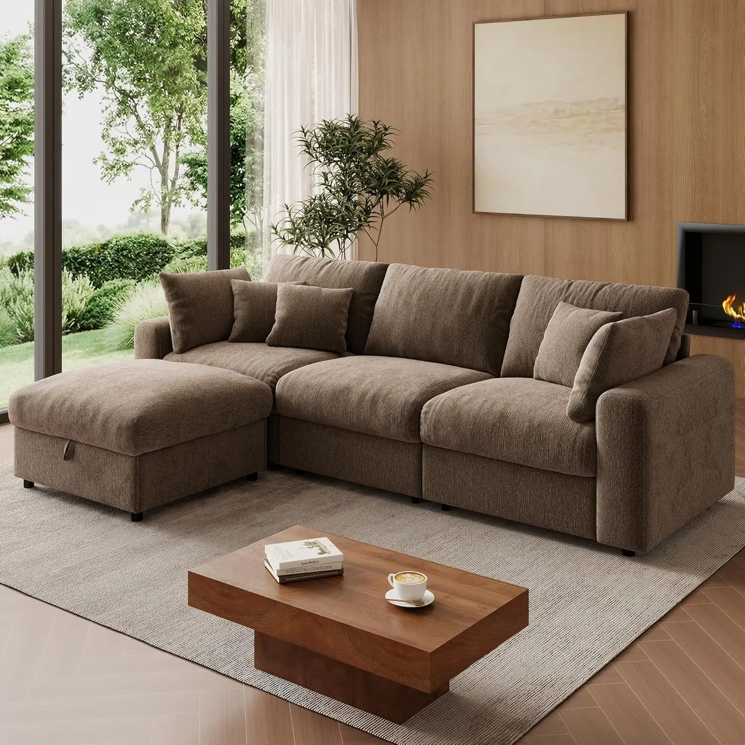 110in Modular Sectional Sofa Deep Seat Convertible L-Shape Storage Ottoman Living Room Apartment Chenille Customized
110in Modular Sectional Sofa Deep Seat Convertible L-Shape Storage Ottoman Living Room Apartment Chenille Customized