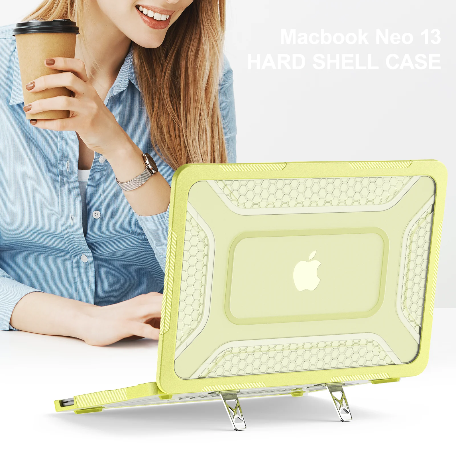 Laptop Case For Macbook Neo Case 13 inch A3404 Match Official Color Scratch Resistant A18 Pro Neon Case with Metal Support Frame
Laptop Case For Macbook Neo Case 13 inch A3404 Match Official Color Scratch Resistant A18 Pro Neon Case with Metal Support Frame