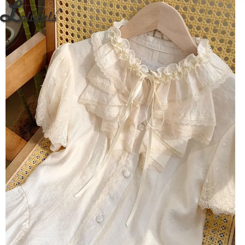 Sweet Lolita Shirt Peplum Waist Ruffled Blouse with Detachable Sleeves ~ Anna's Summer by WP
Sweet Lolita Shirt Peplum Waist Ruffled Blouse with Detachable Sleeves ~ Anna's Summer by WP