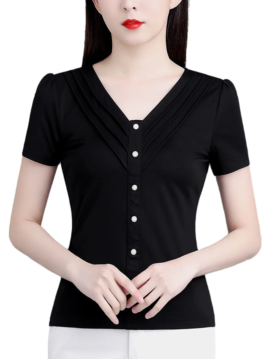 4XL Women Spring Summer Blouses Shirts Lady Fashion Casual Short Sleeve V-Neck Collar Solid Color Slim Fit Blusas Tops G2113
4XL Women Spring Summer Blouses Shirts Lady Fashion Casual Short Sleeve V-Neck Collar Solid Color Slim Fit Blusas Tops G2113