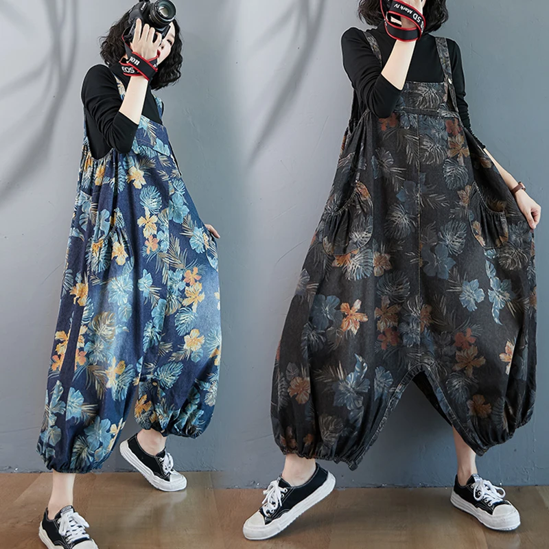 plus Size Denim Overalls Printed High Waist Lantern Pants Slit Design Comfortable Loose Fit Autumn Winter Faion for Women
plus Size Denim Overalls Printed High Waist Lantern Pants Slit Design Comfortable Loose Fit Autumn Winter Faion for Women