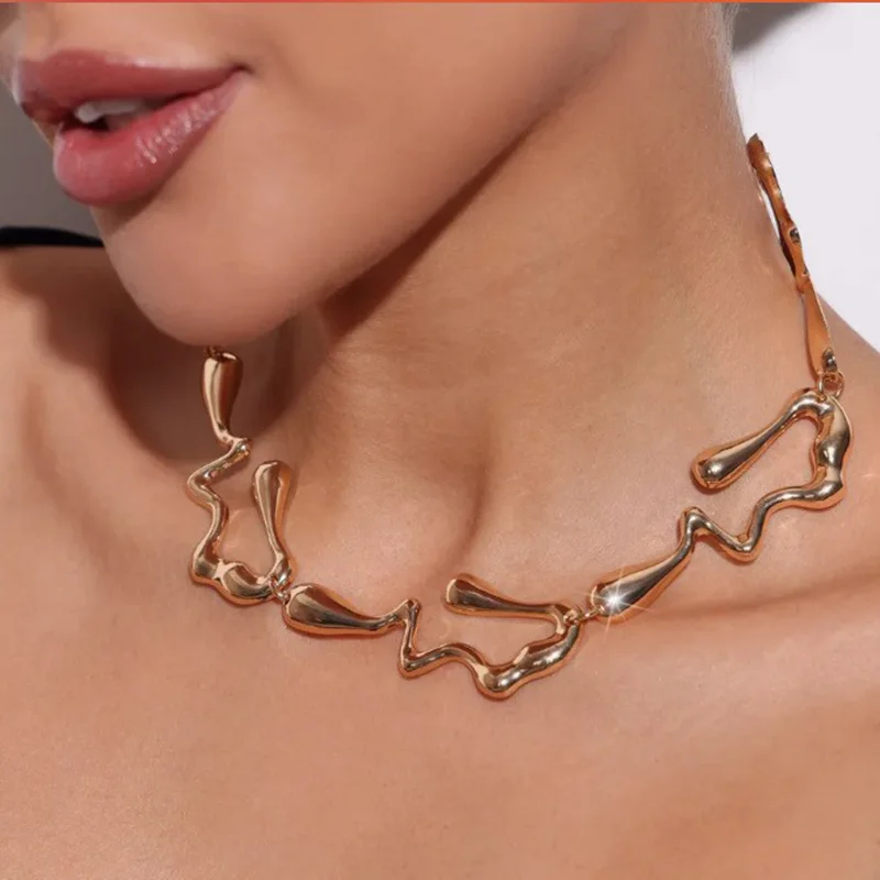 Geometry Lava Metal Irregular Wave Torques Necklaces for Women Trendy Punk Hollow Out Chokers Jewelry Accessories Charm Gifts
Geometry Lava Metal Irregular Wave Torques Necklaces for Women Trendy Punk Hollow Out Chokers Jewelry Accessories Charm Gifts