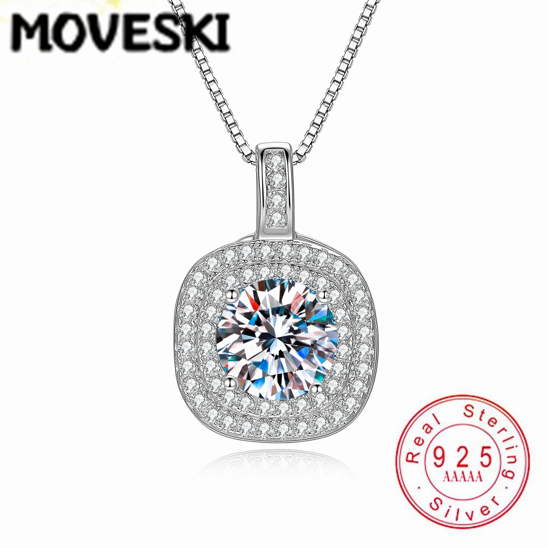 MOVESKI 1CT Round Moissanite Cushion Halo Pendant Necklace 925 Sterling Silver Sparkling Fine Jewelry for Women
MOVESKI 1CT Round Moissanite Cushion Halo Pendant Necklace 925 Sterling Silver Sparkling Fine Jewelry for Women