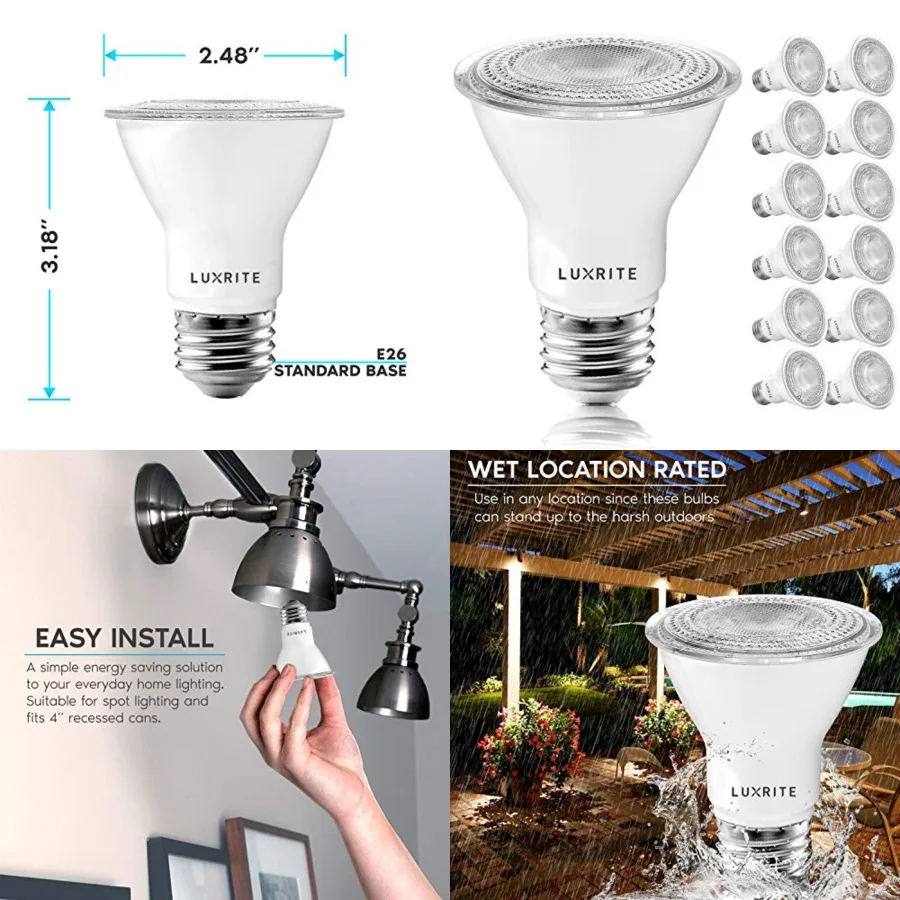 12 Pack PAR20 LED Bulbs, 50W Equivalent, 2700K Warm White, Dimmable LED Spotlight Bulb, Indoor Outdoor, 7W, 500 Lumens, Wet Rat
12 Pack PAR20 LED Bulbs, 50W Equivalent, 2700K Warm White, Dimmable LED Spotlight Bulb, Indoor Outdoor, 7W, 500 Lumens, Wet Rat