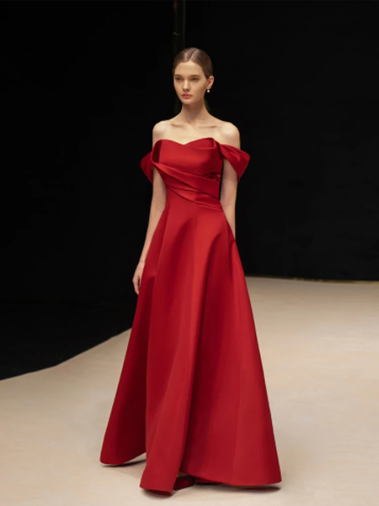 Elegant Women's Wedding Dress Satin Pleated Off Shoulder Pocket Floor Length Evening Dresses French Style Bridal A-line Vestidos
Elegant Women's Wedding Dress Satin Pleated Off Shoulder Pocket Floor Length Evening Dresses French Style Bridal A-line Vestidos