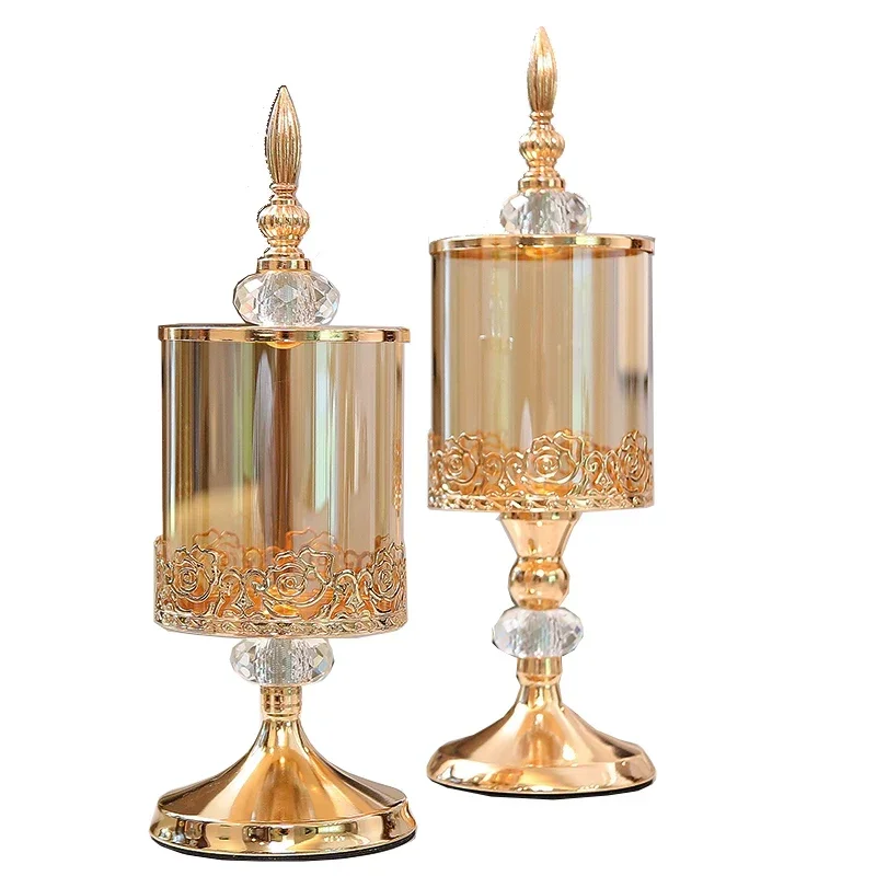 European Crystal Glass Storage Jar with Lid Luxury Rose Candy Jar Gold-plated Storage Decorative Ornaments Art Home Decoration
European Crystal Glass Storage Jar with Lid Luxury Rose Candy Jar Gold-plated Storage Decorative Ornaments Art Home Decoration