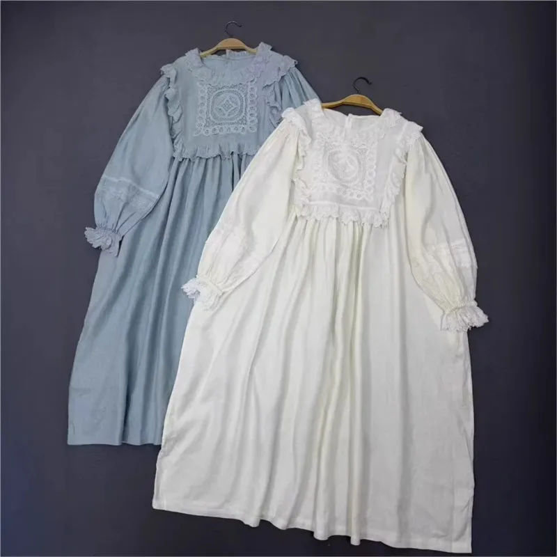 Johnature Forest-style Lace Collar Patchwork Lace Linen Dress Spring New Lantern Sleeve Long Dresses For Women
Johnature Forest-style Lace Collar Patchwork Lace Linen Dress Spring New Lantern Sleeve Long Dresses For Women