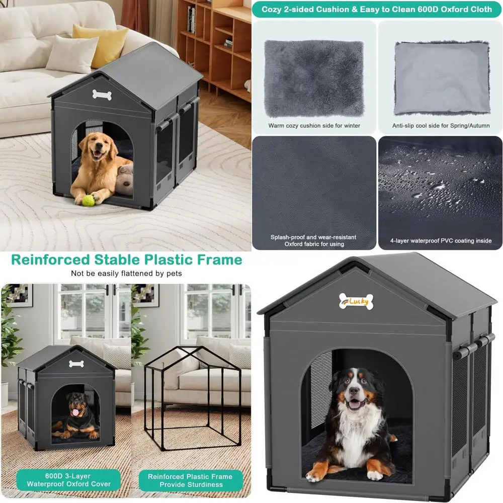 Indoor Dog Kennel with Cushioned Bed for Small to Large Dogs, Winter Warmth, Easy Assembly, Grey, XL: 33.9x26.8x33.9
Indoor Dog Kennel with Cushioned Bed for Small to Large Dogs, Winter Warmth, Easy Assembly, Grey, XL: 33.9x26.8x33.9