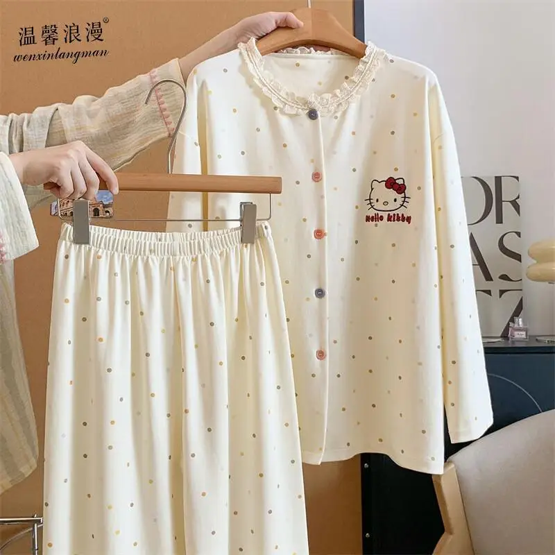 Женский пижамный комплект Sanrio Hello Kitty, домашний костюм с мультяшным принтом, милый, с круглым вырезом, длинными рукавами и длинными брюками, кавайный, из двух предметов, сезонный
Женский пижамный комплект Sanrio Hello Kitty, домашний костюм с мультяшным принтом, милый, с круглым вырезом, длинными рукавами и длинными брюками, кавайный, из двух предметов, сезонный