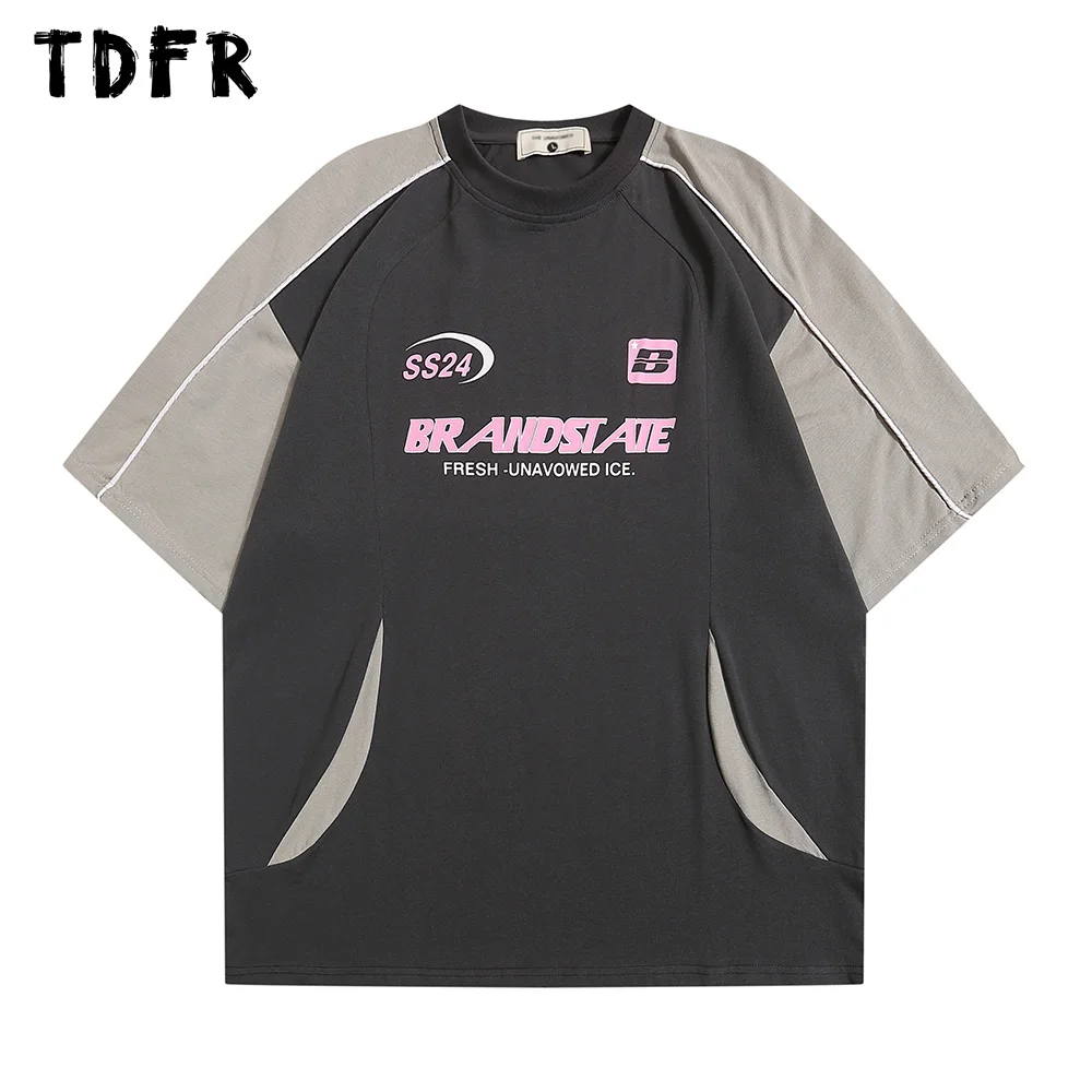 Letter Print Patchwork Short Sleeve T-shirt Mens Casual Streetwear Summer Loose Spliced Cotton Tee Men
Letter Print Patchwork Short Sleeve T-shirt Mens Casual Streetwear Summer Loose Spliced Cotton Tee Men