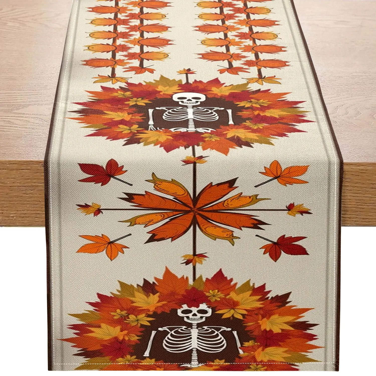 1 Piece of Autumn-Themed Table Runner with a Skeleton Design, Featuring Autumn Leaf Garlands, Skull and Pumpkin String Patterns, Suitable for Halloween Parties, Autumn Dinners, Vintage Restaurants, Art Exhibitions, Folk Events, Specialty Gifts, Creative S
1 Piece of Autumn-Themed Table Runner with a Skeleton Design, Featuring Autumn Leaf Garlands, Skull and Pumpkin String Patterns, Suitable for Halloween Parties, Autumn Dinners, Vintage Restaurants, Art Exhibitions, Folk Events, Specialty Gifts, Creative S