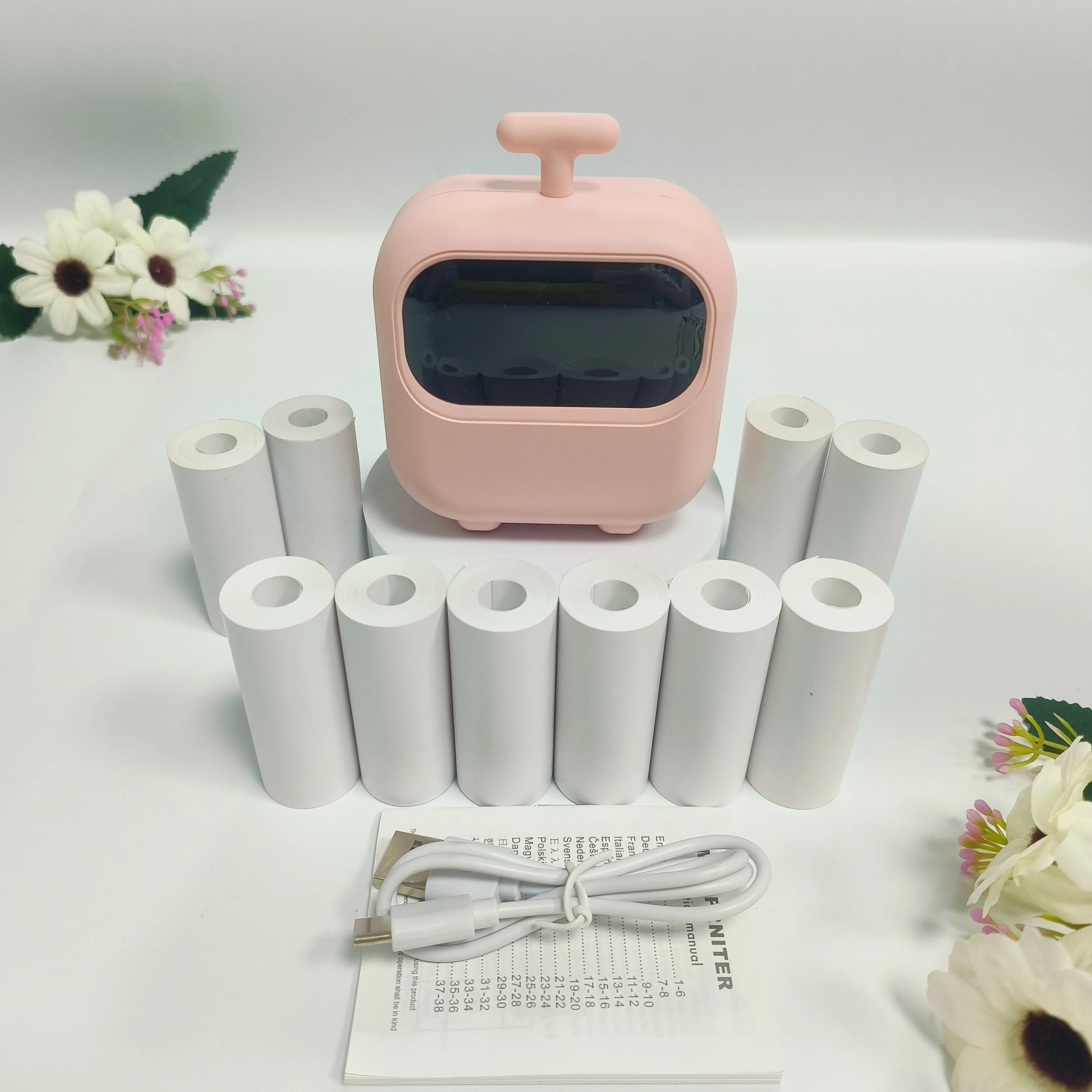 Портативный беспроводной мини-термопринтер, стильный и компактный, с 10 рулонами термобумаги, Bluetooth/USB для использования в различных сценариях (учеба/дом)
Портативный беспроводной мини-термопринтер, стильный и компактный, с 10 рулонами термобумаги, Bluetooth/USB для использования в различных сценариях (учеба/дом)