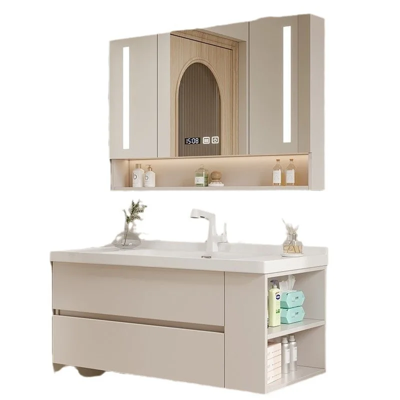 Ceramic integrated basin, bathroom cabinet, combined toilet, side storage cabinet
Ceramic integrated basin, bathroom cabinet, combined toilet, side storage cabinet