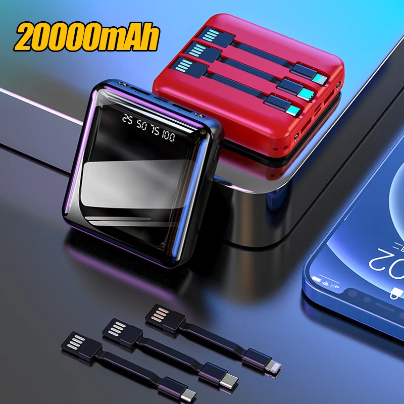 Power Bank 20000mah Mini Powerbank With Cable Dual USB Output LED Light Portable Charger External Battery Pack For Mobile Phones
Power Bank 20000mah Mini Powerbank With Cable Dual USB Output LED Light Portable Charger External Battery Pack For Mobile Phones