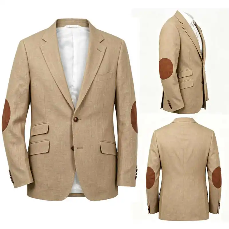 Classic Khaki Linen Men Blazer Notch Lapel Casual Business Sport Coat Elbow Patch Jacket Custom Made M264006
Classic Khaki Linen Men Blazer Notch Lapel Casual Business Sport Coat Elbow Patch Jacket Custom Made M264006