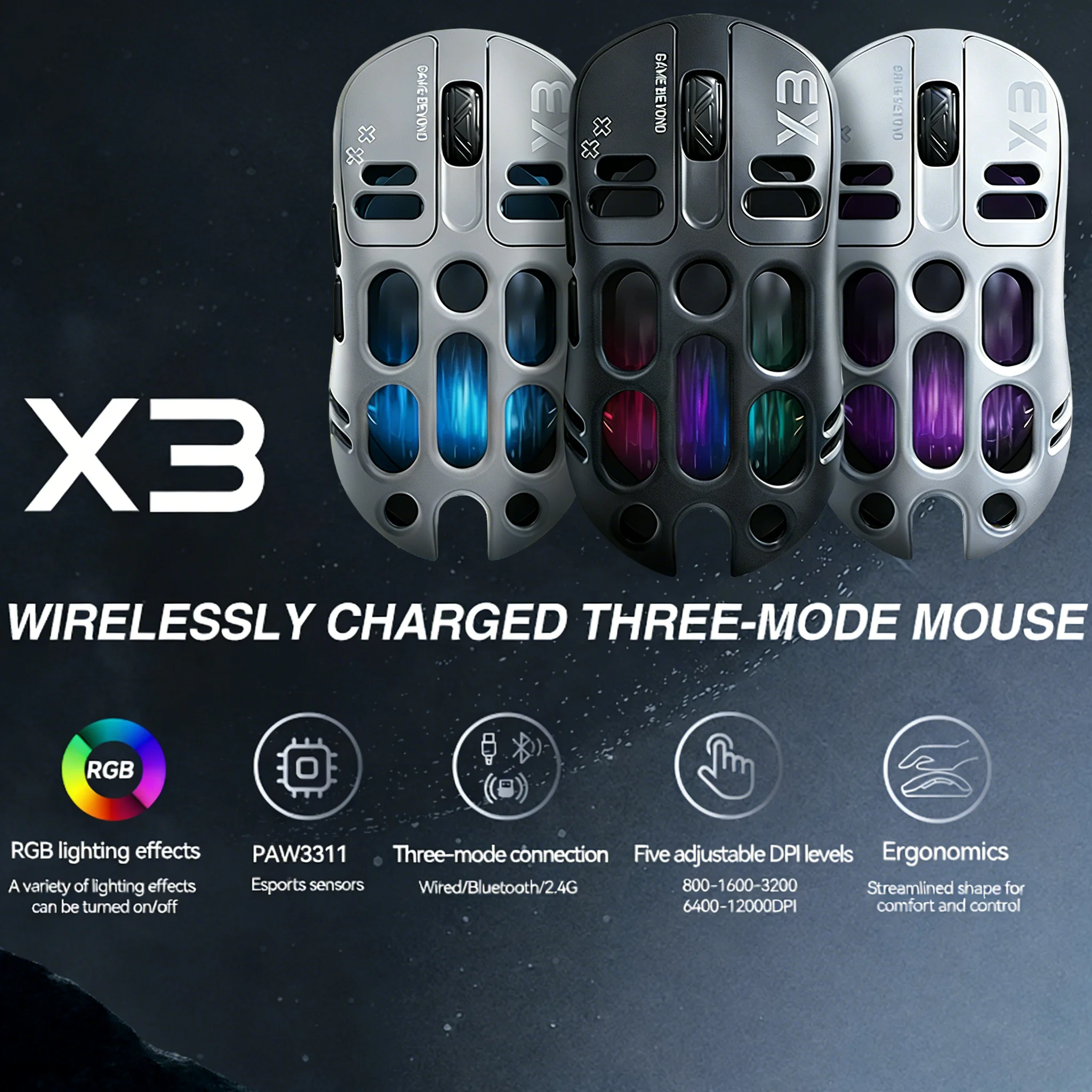 Wireless game mouse hollow light design computergame accessories Bluetooth mouse notebook computer rechargeable high sensitivity
Wireless game mouse hollow light design computergame accessories Bluetooth mouse notebook computer rechargeable high sensitivity