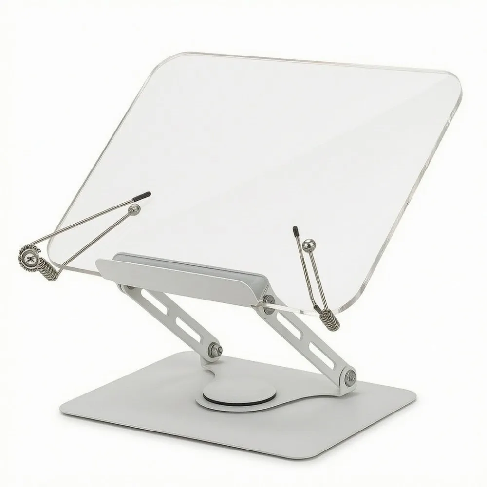 Adjustable Height Acrylic Book Stand 360° Rotating Base Elastic Page Clips Desktop Book Holder Hands Free Foldable
Adjustable Height Acrylic Book Stand 360° Rotating Base Elastic Page Clips Desktop Book Holder Hands Free Foldable