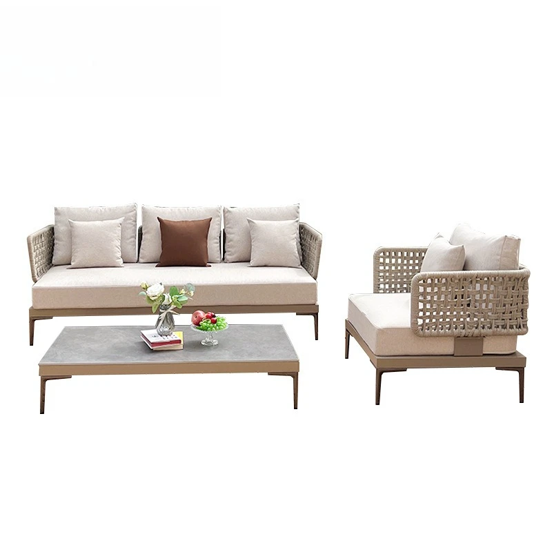 Outdoor rattan aluminum alloy sofa Nordic courtyard sofa chair Villa garden open-air rattan rope sofa combination
Outdoor rattan aluminum alloy sofa Nordic courtyard sofa chair Villa garden open-air rattan rope sofa combination