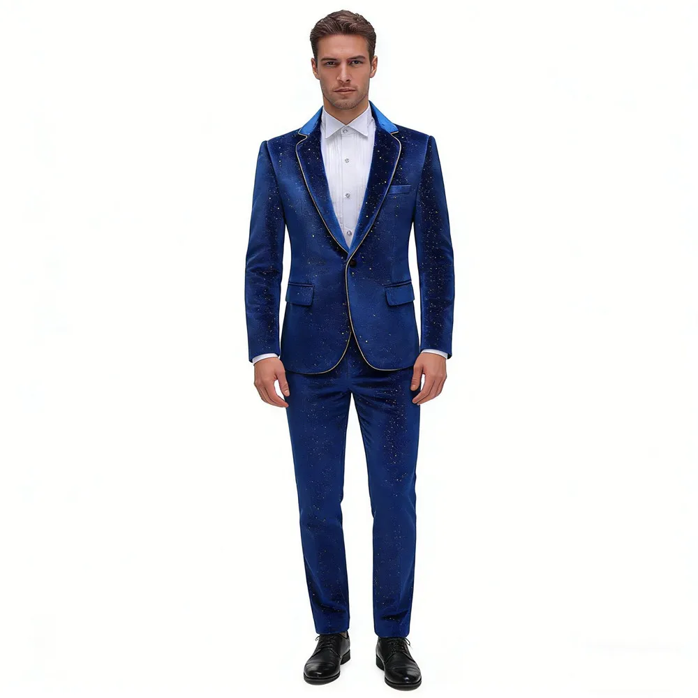 Formal Men's Wedding Suit Royal Blue/Black Flat Velvet Blazer Pants Set Host Banquet Evening Party Photo Shoot 2-Piece Suits
Formal Men's Wedding Suit Royal Blue/Black Flat Velvet Blazer Pants Set Host Banquet Evening Party Photo Shoot 2-Piece Suits