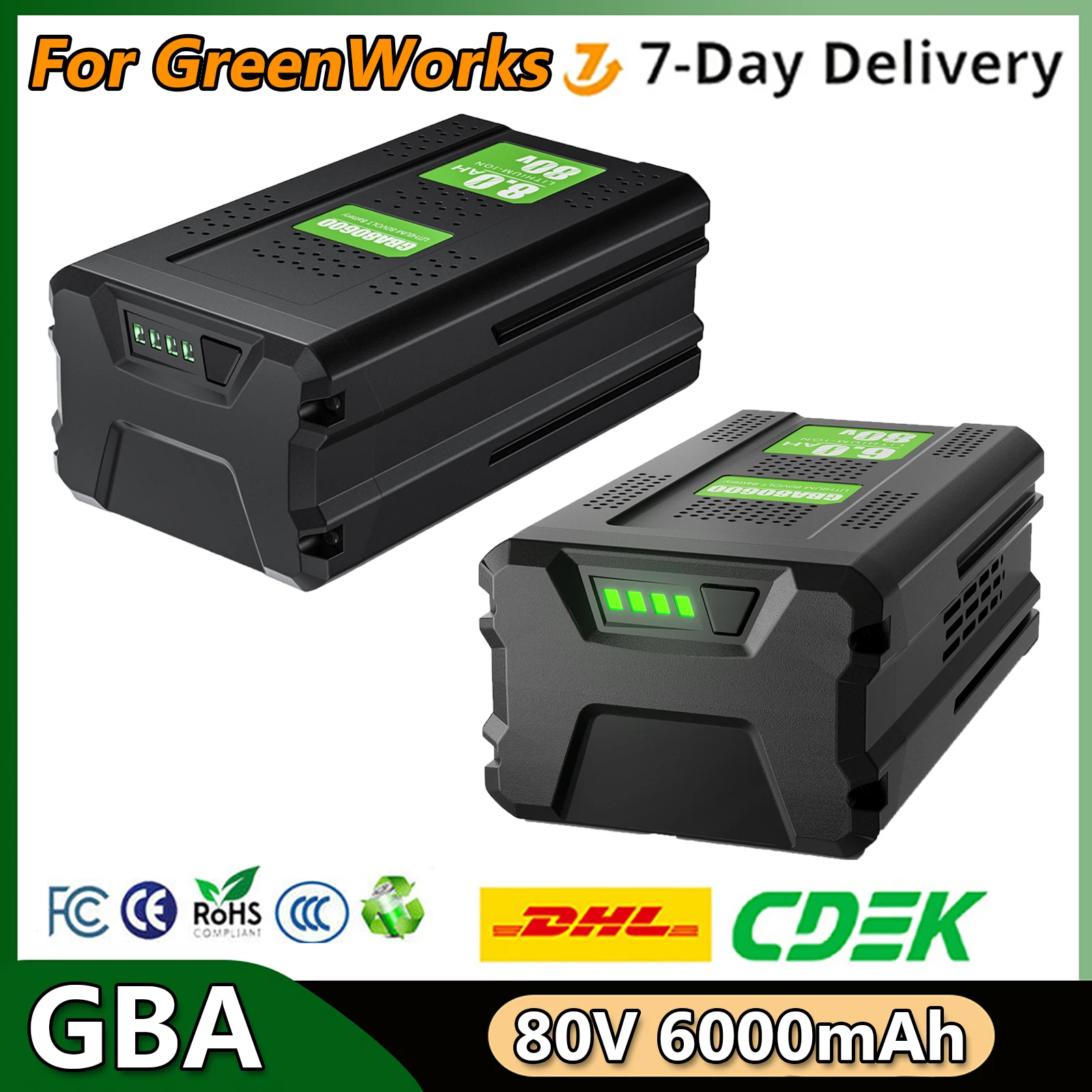 For Greenworks GBA80200 80V 6000mAh Replacement Battery Compatible For GBA80600 80V Cordless Power Tools Rechargeable Battery
For Greenworks GBA80200 80V 6000mAh Replacement Battery Compatible For GBA80600 80V Cordless Power Tools Rechargeable Battery