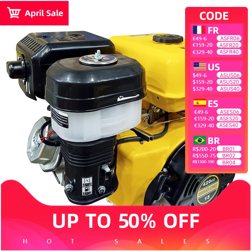 420CC Gasoline engine Gas Engine Horizontal Shaft, 4 Stroke OHV Gas Motor with Electric Start, Shaft 1" (25.4mm) Diameter
420CC Gasoline engine Gas Engine Horizontal Shaft, 4 Stroke OHV Gas Motor with Electric Start, Shaft 1" (25.4mm) Diameter