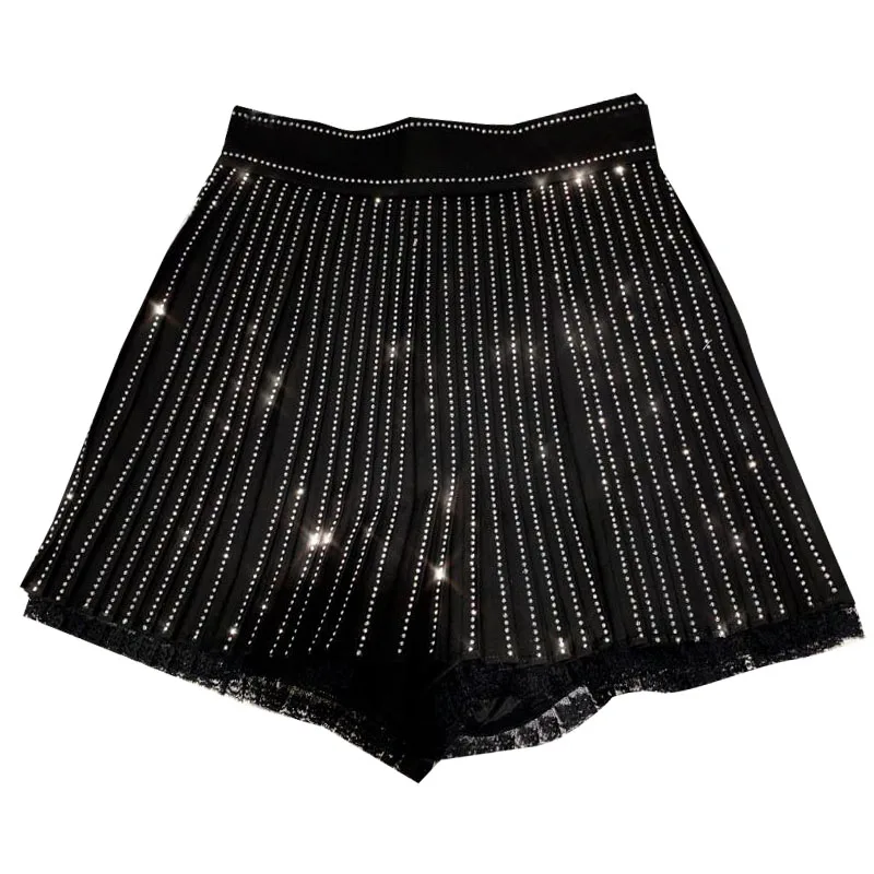 iny Lace Trim Folded Wide Leg ort Pants Women's Skirt Autumn New Sle Vertical Stripe Water Diamond Flaing Net
iny Lace Trim Folded Wide Leg ort Pants Women's Skirt Autumn New Sle Vertical Stripe Water Diamond Flaing Net