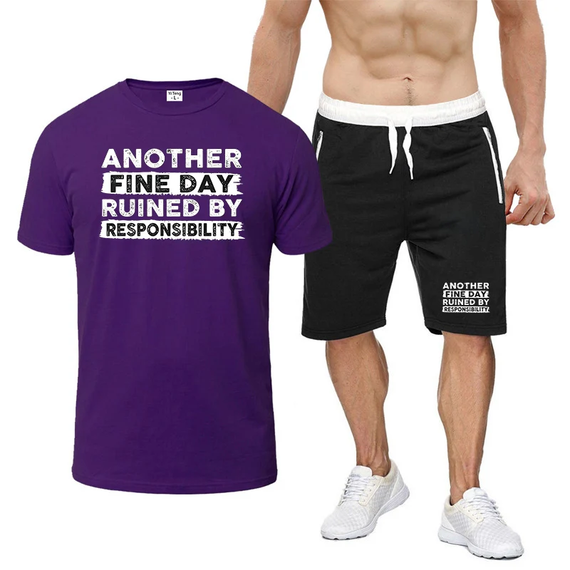Another Fine Day Ruined By Responsibility Men's short-sleeved suits are suitable for a two-piece outfit in summer T shirt
Another Fine Day Ruined By Responsibility Men's short-sleeved suits are suitable for a two-piece outfit in summer T shirt