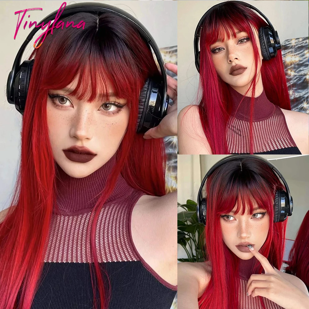 Ombre Wine Red Long Straight Synthetic Wigs Cosplay Burgundy Lolita Hair Wig with Bangs for Women Natural Daily Heat Resistant
Ombre Wine Red Long Straight Synthetic Wigs Cosplay Burgundy Lolita Hair Wig with Bangs for Women Natural Daily Heat Resistant