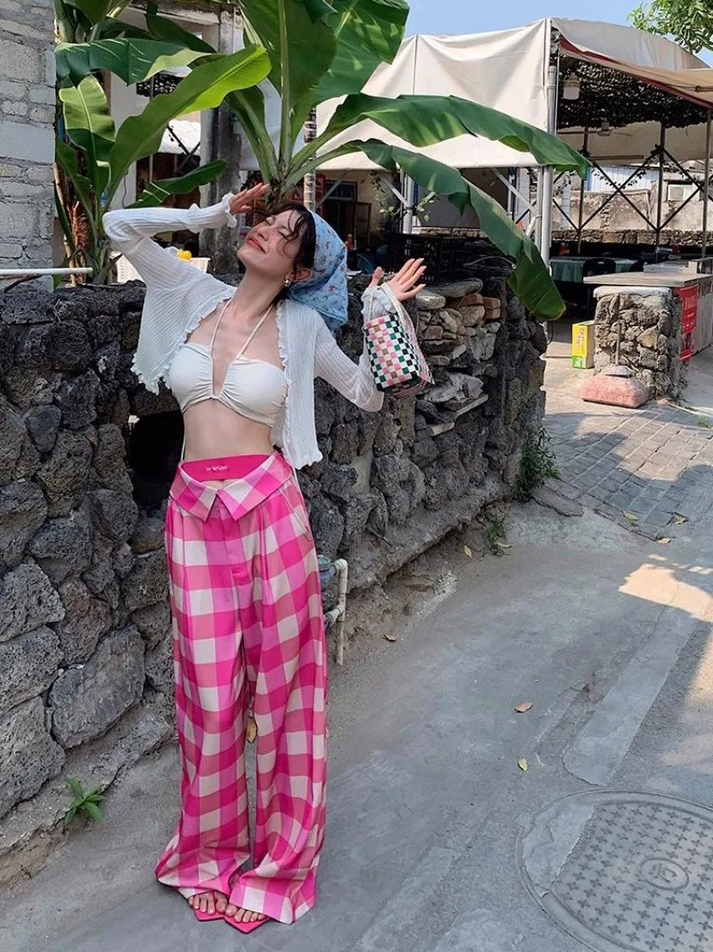 Shpmishal Korean Fashion Plaid Casual Wide Leg Pants, Summer High Waisted Loose Straight Leg Long Pants Female Clothing
Shpmishal Korean Fashion Plaid Casual Wide Leg Pants, Summer High Waisted Loose Straight Leg Long Pants Female Clothing