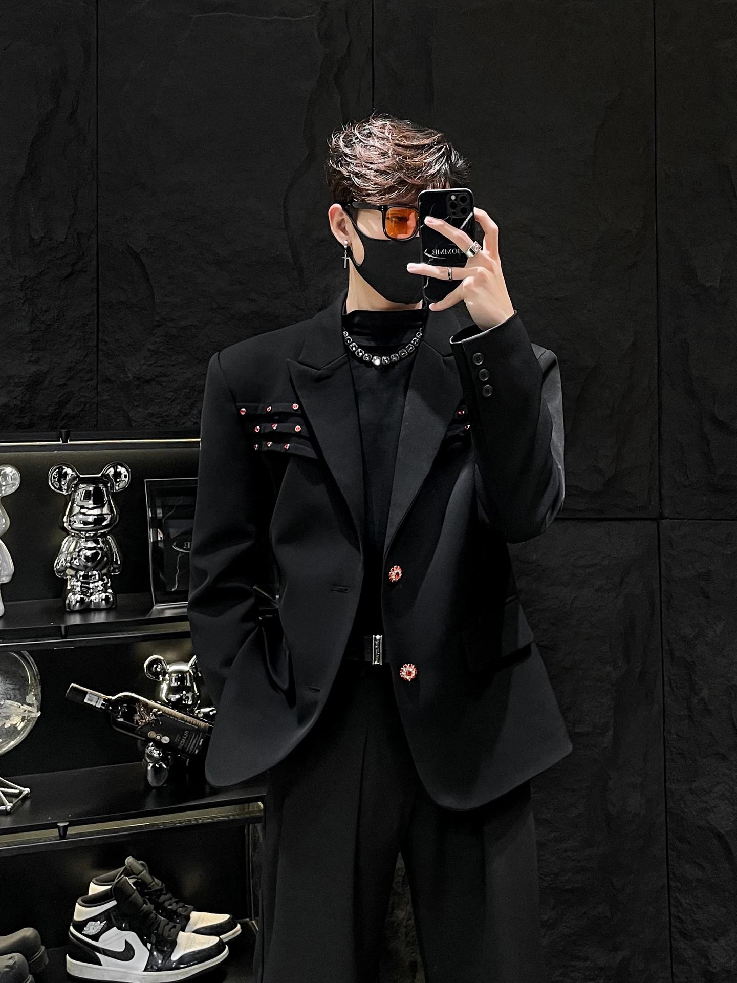 Diamond Embedded Casual Men's Suit Jaet Loose Fit oulder Pad Design Spring Autumn Wear Comfortable Breathable Faionable
Diamond Embedded Casual Men's Suit Jaet Loose Fit oulder Pad Design Spring Autumn Wear Comfortable Breathable Faionable