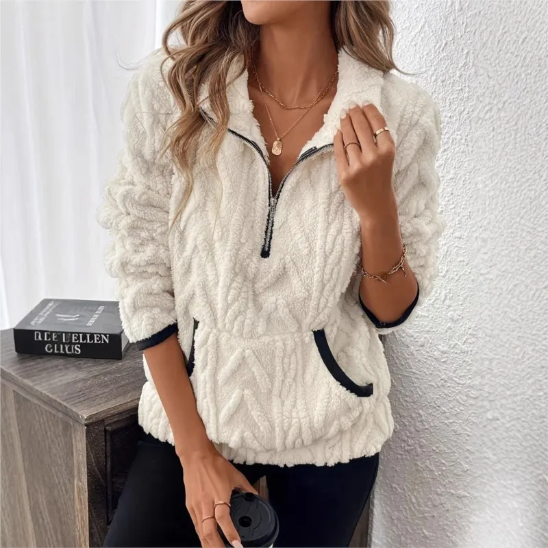 New Simple Fleece Pullover Hoodie Women Casual Zipper Lapel Long Sleeve Coat Autumn Winter Lady Sweatshirt Street Warm Clothing
New Simple Fleece Pullover Hoodie Women Casual Zipper Lapel Long Sleeve Coat Autumn Winter Lady Sweatshirt Street Warm Clothing