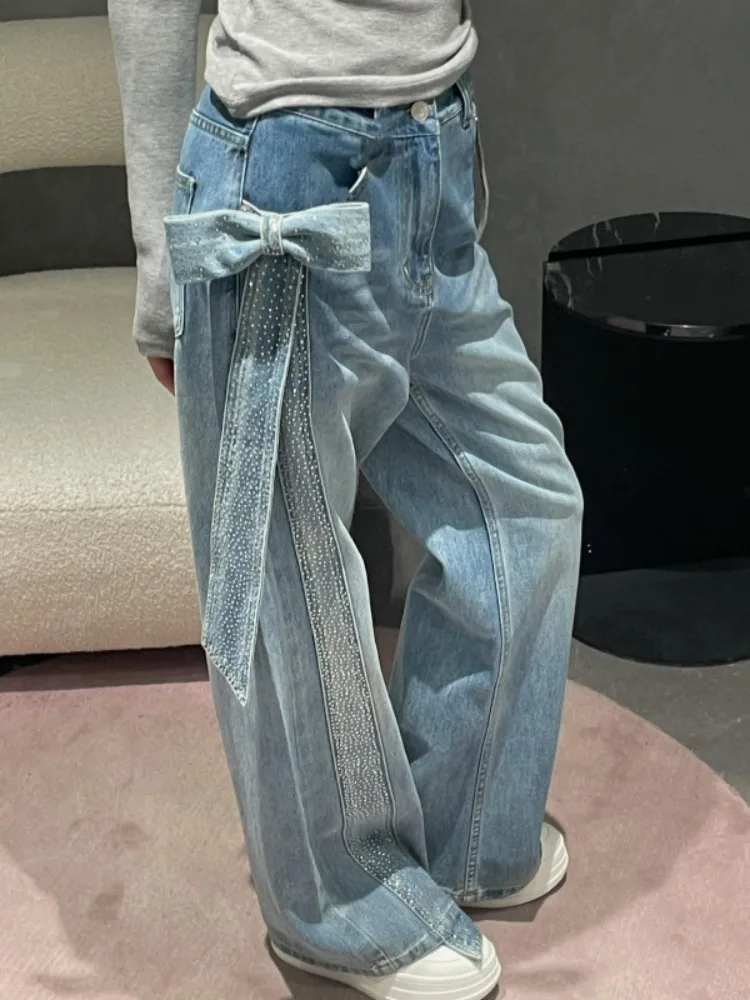 American High Street Bow Tie Jeans Starry Diamond Splicing Jeans Women's Hot Girl Design Faionable All-Match Floor-Length Pants
American High Street Bow Tie Jeans Starry Diamond Splicing Jeans Women's Hot Girl Design Faionable All-Match Floor-Length Pants