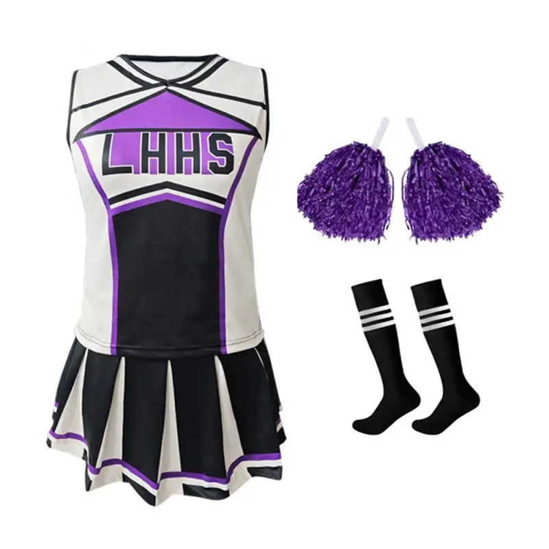 Women's Cheerleader Costume Uniform Outfit Top with Mini Pleated Skirts Stocking Pom Poms Carnival Cheerleading Suit Set
Women's Cheerleader Costume Uniform Outfit Top with Mini Pleated Skirts Stocking Pom Poms Carnival Cheerleading Suit Set