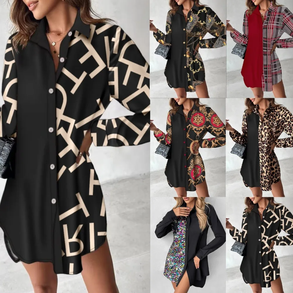 Casual Shirts Dress Autumn Winter Long Sleeve Printed Single-breasted Loose Mini Dresses for Women Commuting Office Lady Vestido
Casual Shirts Dress Autumn Winter Long Sleeve Printed Single-breasted Loose Mini Dresses for Women Commuting Office Lady Vestido