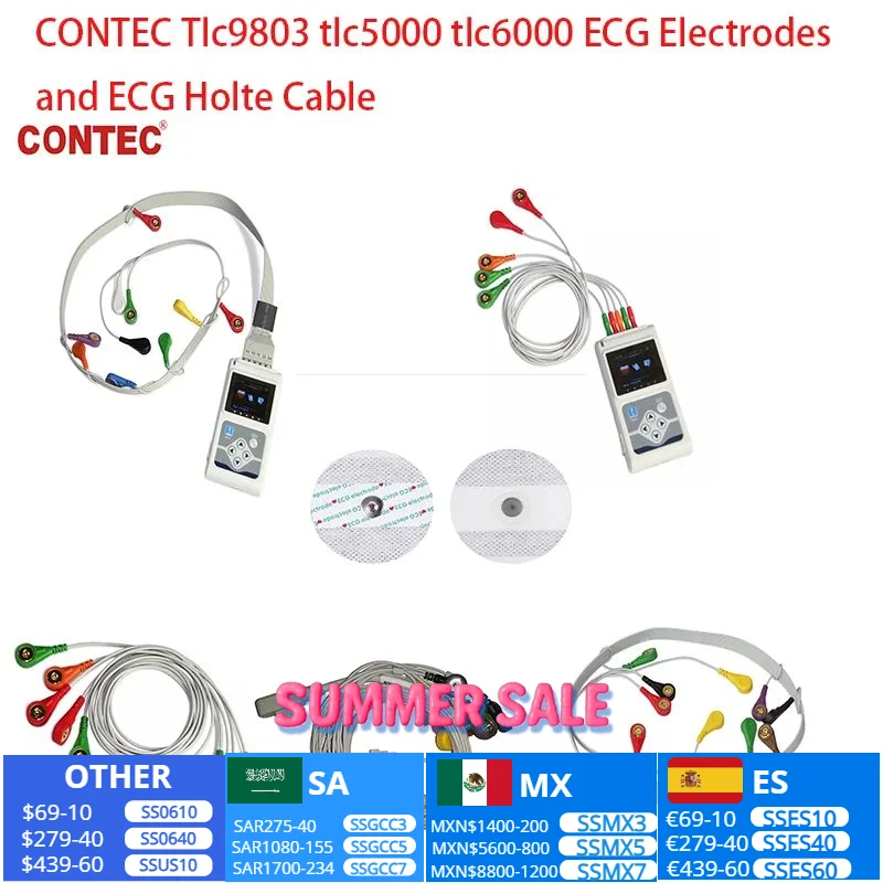 CONTEC Tlc9803 tlc5000 tlc6000 ECG Electrodes and ECG Holte Cable Medical Electrode Patch ECG Machine
CONTEC Tlc9803 tlc5000 tlc6000 ECG Electrodes and ECG Holte Cable Medical Electrode Patch ECG Machine