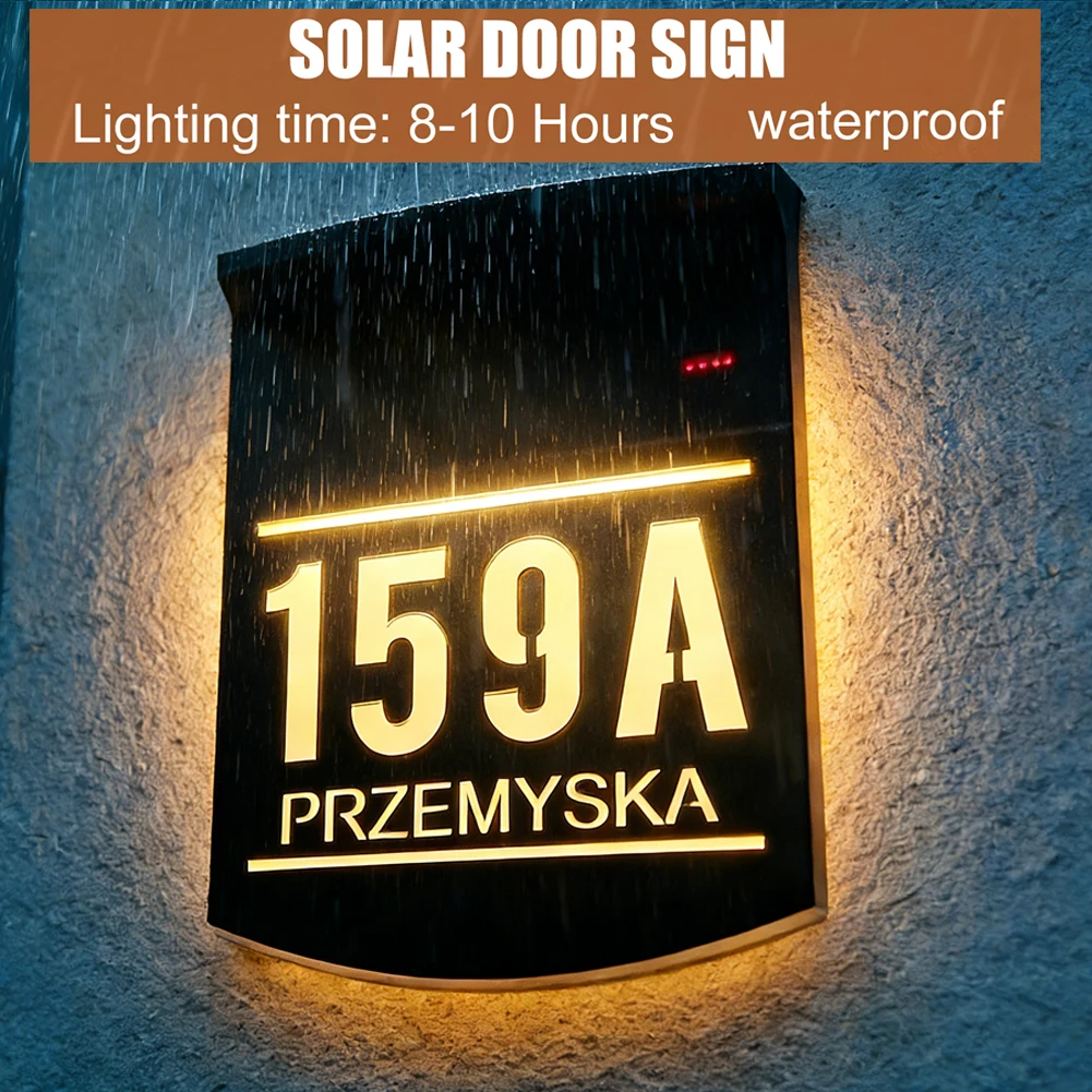 Customized Solar Door Plate Personalized Acrylic Outdoor Family Address Sign LED Illuminated Laser Cut Exterior House Sign Gift
Customized Solar Door Plate Personalized Acrylic Outdoor Family Address Sign LED Illuminated Laser Cut Exterior House Sign Gift