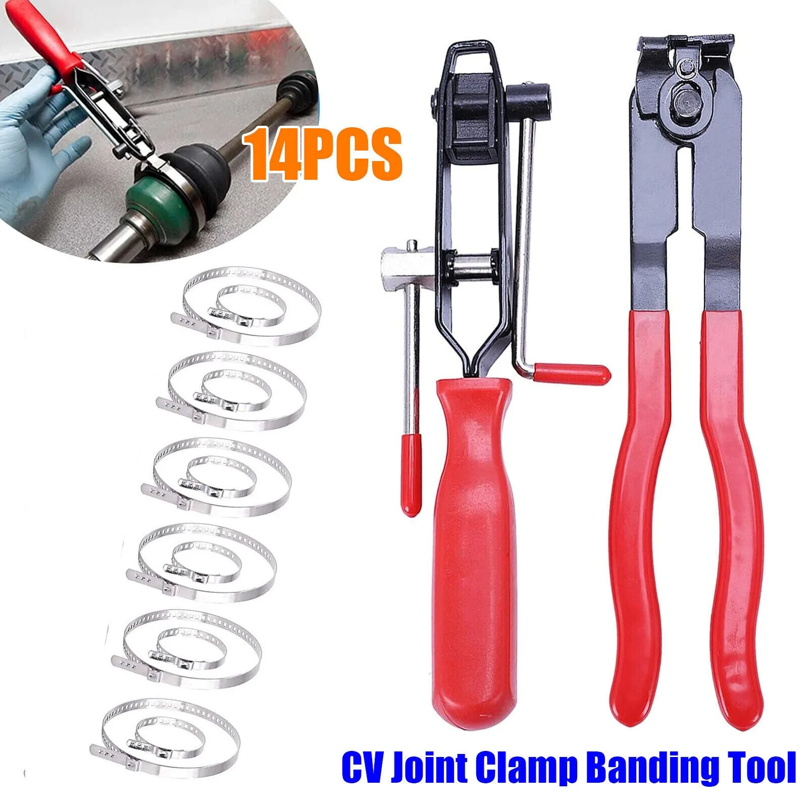 14pcs CV Joint Boot Clamp Pliers Automotive Hose Axle Pliers w/ CV Boot Clamps
14pcs CV Joint Boot Clamp Pliers Automotive Hose Axle Pliers w/ CV Boot Clamps