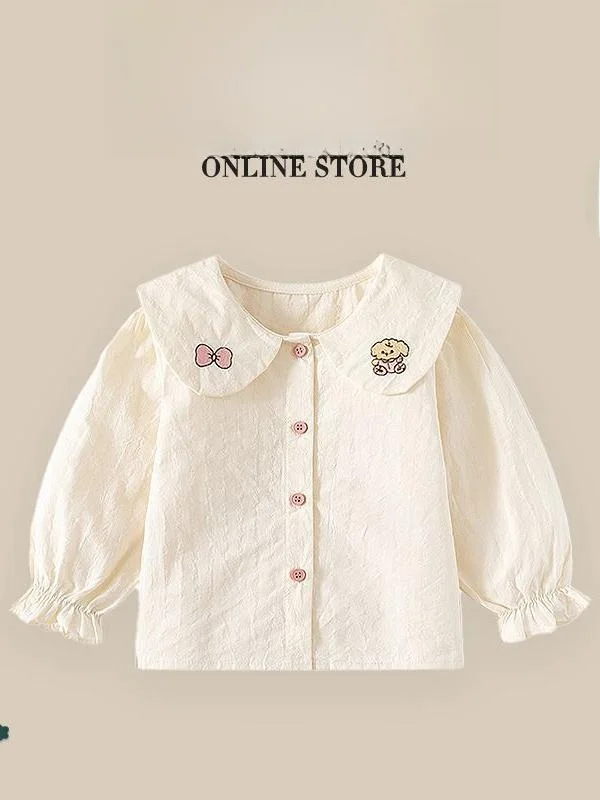 Girls Embroidered Doll Collar Lantern Sve irt Long Sve Cardigan Spring New Sle Children's Top Small Kids irt
Girls Embroidered Doll Collar Lantern Sve irt Long Sve Cardigan Spring New Sle Children's Top Small Kids irt