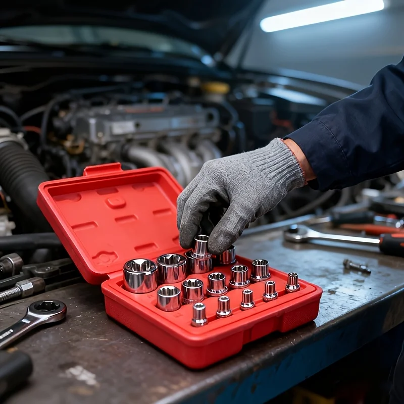 Набор сверхпрочных электронных рукавов из 14 предметов — шестигранник профессионального уровня с нескользящим красным футляром, хромированный рукав (совместим с приводом 1/4)
Набор сверхпрочных электронных рукавов из 14 предметов — шестигранник профессионального уровня с нескользящим красным футляром, хромированный рукав (совместим с приводом 1/4)