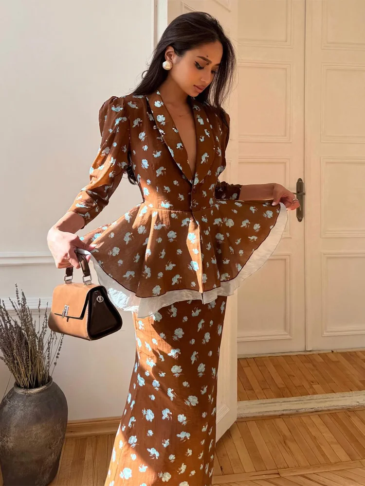 Lady Printing Gauze Patchwork Long Skirt Suit Women Chic Lapel V-neck Waist Cinching Lace Up Skirts Sets 2026 Daily Outfit New
Lady Printing Gauze Patchwork Long Skirt Suit Women Chic Lapel V-neck Waist Cinching Lace Up Skirts Sets 2026 Daily Outfit New