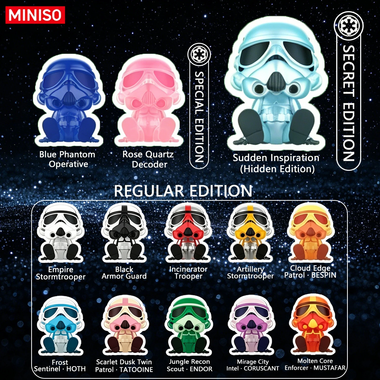 MINISO Star Wars Stormtrooper Corps Series Blind Box Mystery Box Genuine Guess Toys Action Figure Collectible Model Ornaments
MINISO Star Wars Stormtrooper Corps Series Blind Box Mystery Box Genuine Guess Toys Action Figure Collectible Model Ornaments
