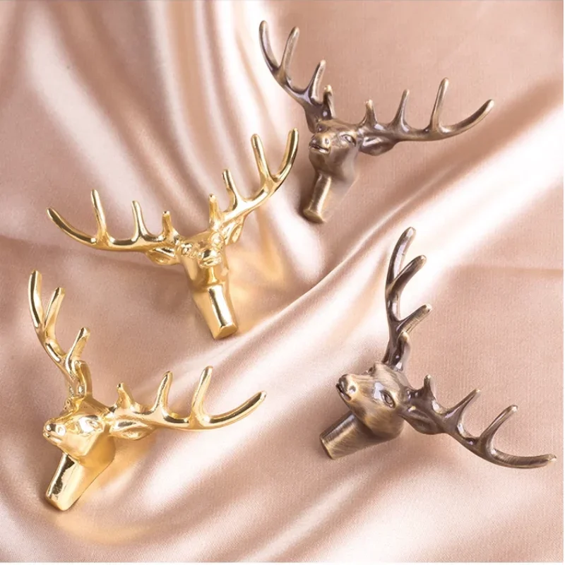 Brass deer head Knobs And handle creative simple modern cabinet drawer wardrobe door golden/vintage single hole decorative Pull
Brass deer head Knobs And handle creative simple modern cabinet drawer wardrobe door golden/vintage single hole decorative Pull