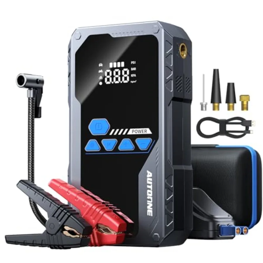 6000A Jump Starter with Air Compressor All Gas/10L Diesel 150PSI Car Jumper Starter Portable Jump Box Tire Inflator with LED Fl
6000A Jump Starter with Air Compressor All Gas/10L Diesel 150PSI Car Jumper Starter Portable Jump Box Tire Inflator with LED Fl