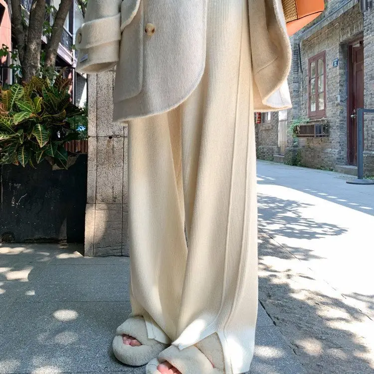 Soft Waxy Split Knitted Wide Leg Pants 2024 Women's Autumn and Winter Solid Thick Fashion High Waist Casual Mopping Pants LJ271
Soft Waxy Split Knitted Wide Leg Pants 2024 Women's Autumn and Winter Solid Thick Fashion High Waist Casual Mopping Pants LJ271